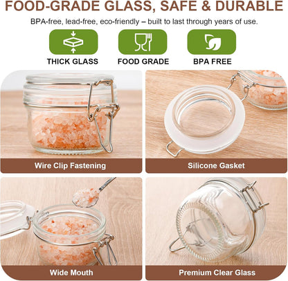 Spice Jars Set of 6, 4 oz Glass Spice Jars with Airtight Lids and Labels, Small Seasoning Jars for Spices, Herbs, Kitchen Spice Organizer