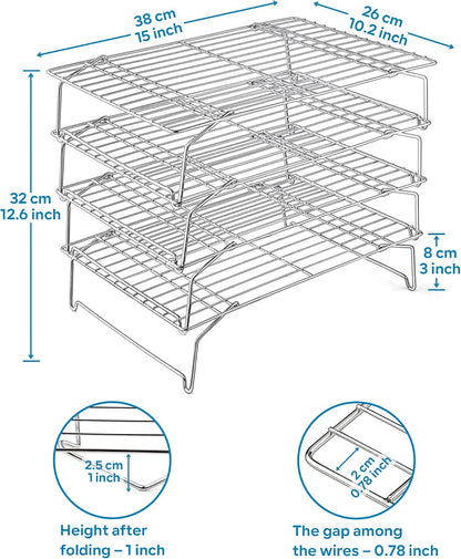 Leonyo 5-Tier 15x10IN Cookie Cooling Rack for Cooking Stackable Collapsible