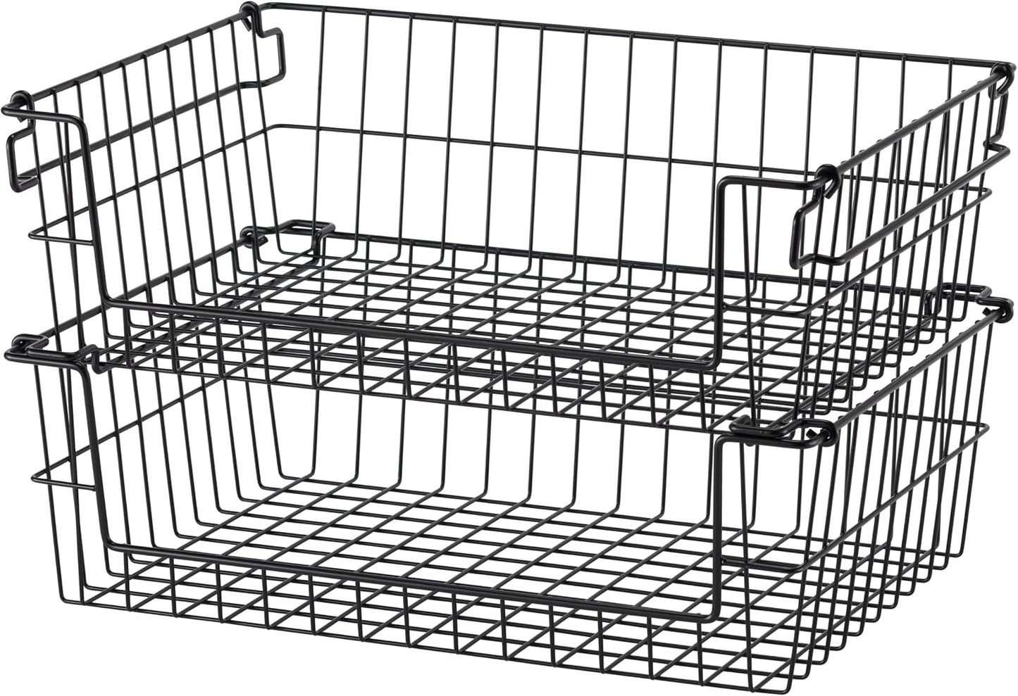 TRINITY 2-Pack Stackable Metal Wire Storage Baskets With Handles, EcoStorage Chrome, 11 Inches