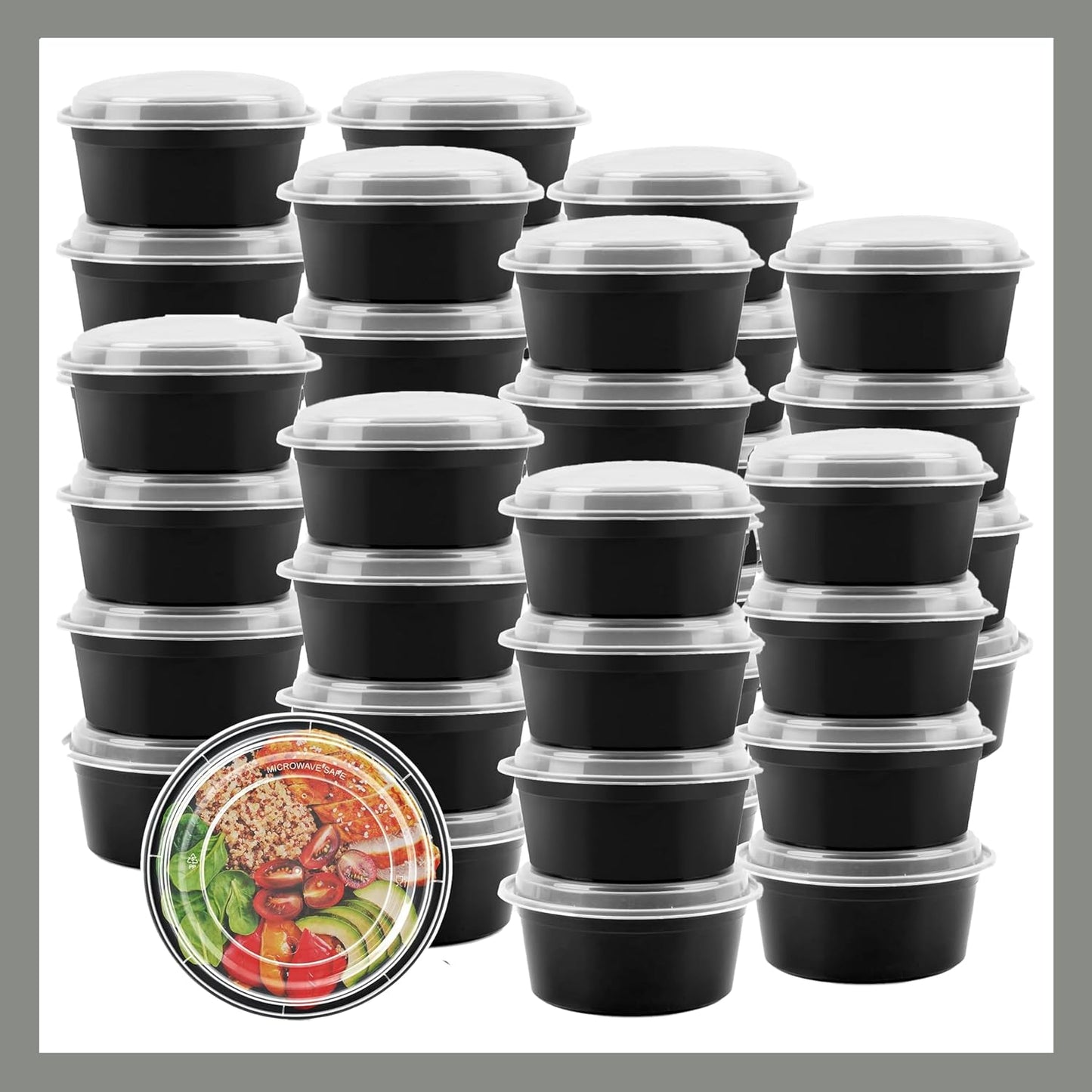Meal Prep Containers Round [10 Set] x [16 oz] with Lids, 1 compartment, Stackable, Reusable, Leakproof, Food Safe, Microwave, Freezer & Dishwasher Safe for Food Prep Storage (10 Set, 16 oz)