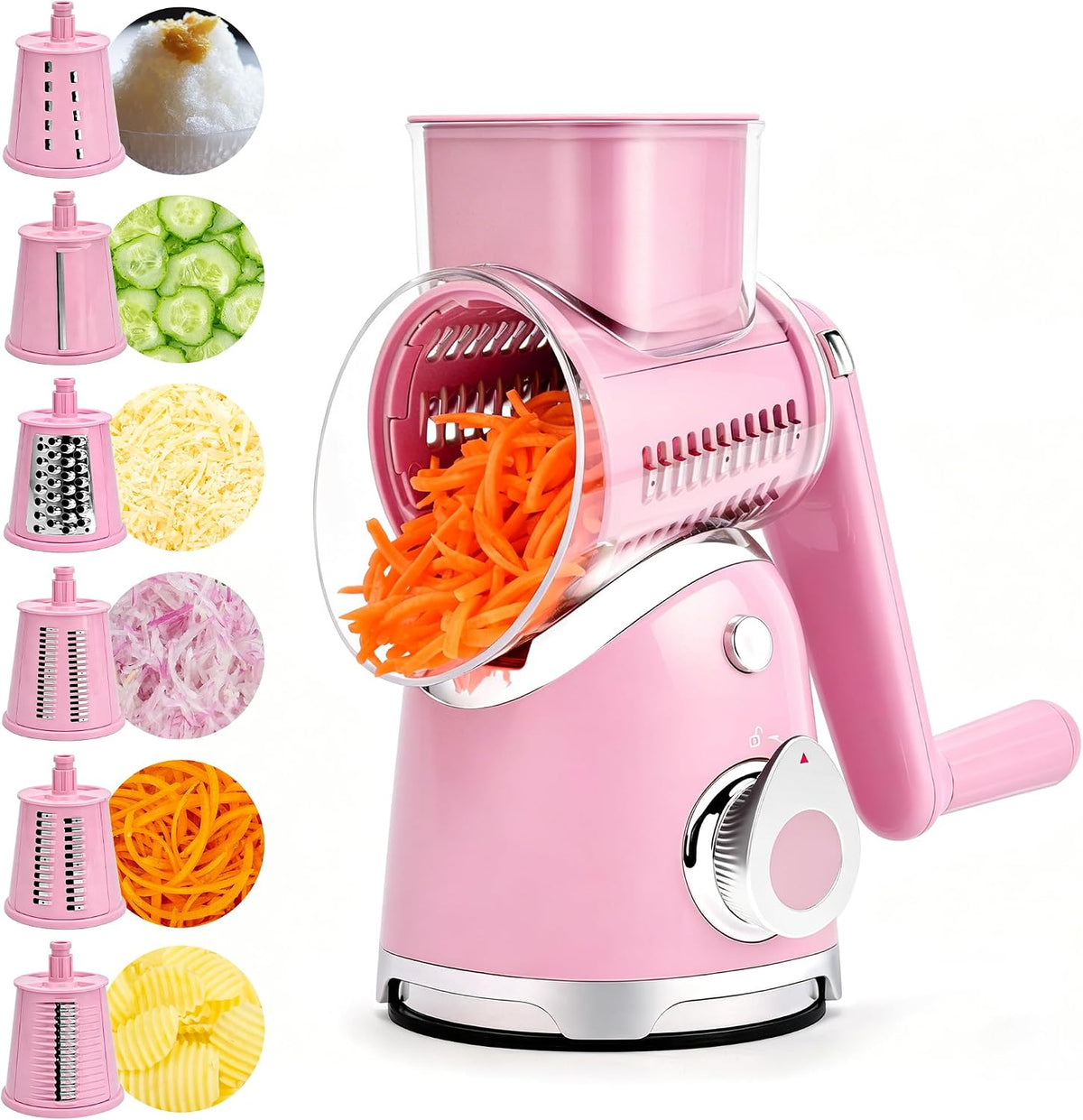 SUSTEAS Rotary Cheese Grater Hand Crank, Kitchen Shredder Vegetable Slicer