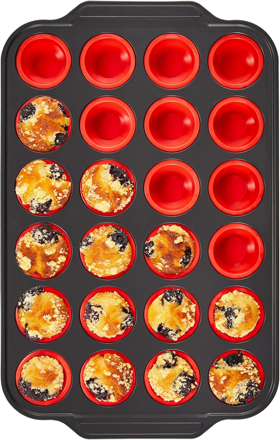 BRONYPRO Silicone Muffin Pans for Baking with Metal Frame, Egg Bite Molds, Cupcake Pans 12 Regular Size, Muffin Tins Easy to Pop Nonstick Non Toxic Bakeware for Oven,Blue
