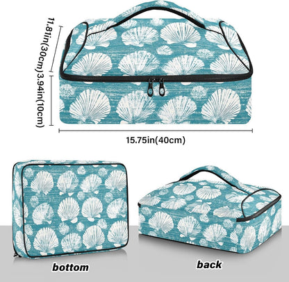 Casserole Carrier Insulated Yellow Lemon Blue Bows Dish 9x13 with Lid Party Travel Warmer Bag for Hot or Cold Food Lasagna Pizza Holder Tote - Colors B
