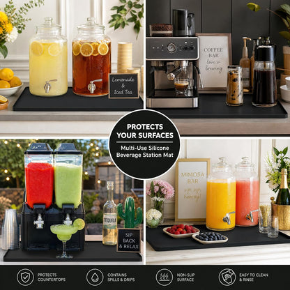 Drip Mat Fit for Drink Dispenser, Drip Tray for 2 Glass Drink Dispensers | Fits Dual Beverage Dispensers And Catches Drips, Condensation And Spills For Cleaner Party Tables And Drink Stations