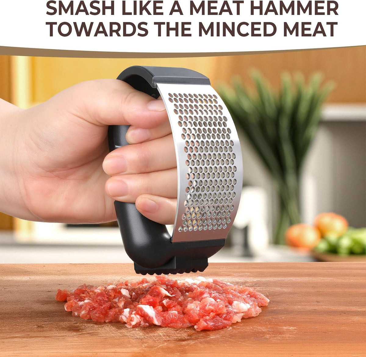 Garlic Press Rocker Stainless Steel Garlic Crusher, Mincer and Chopper with Peeler and Scraper,brush, Easy Kitchen Gadget for Effortless Smashing