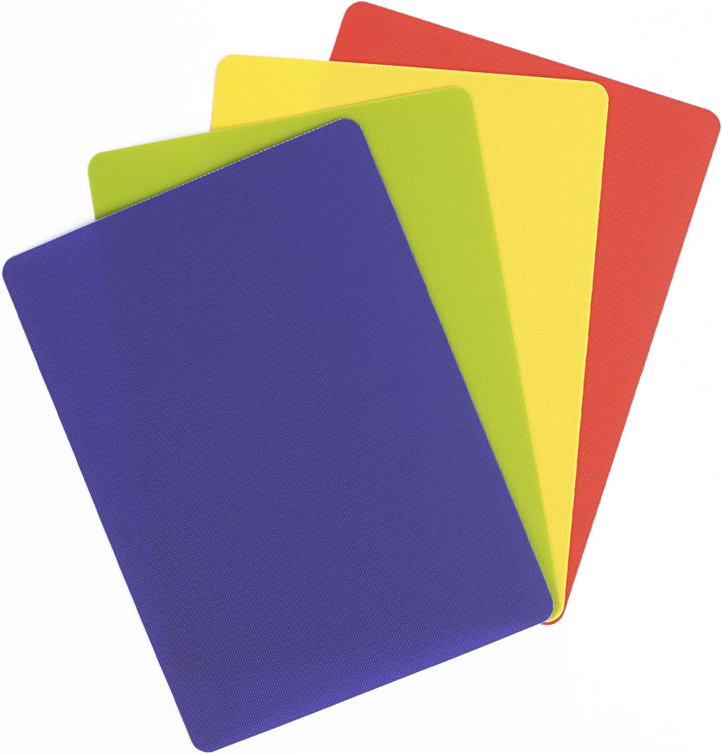 Dexas Heavy Duty Cutting Board Grippmat, Flexible Cutting Boards for Kitchen, Set of 4, Non Slip Plastic Board Cutting Mat 11.5 by 14 Inches Gray, Red, White and Green Set, Kitchen Gadgets