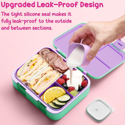 Fimibuke Bento Lunch Box for Kids with Food Jar, 32OZ Snack Lunch Container with 3 Compartments, Insulated Lunch Bag, 12OZ Leakproof Food Jar, Ice Pack Set for Age 3-12 Toddler Teen Girls Boys Daycare