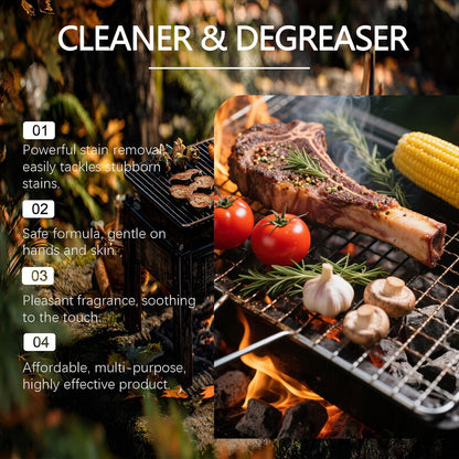 Fast-Acting Heavy-Duty Grill Degreaser Spray, BBQ Heavy Duty Degreaser Grill, Outdoor Grills Cleaner, For Kitchen Grates and Racks, Electric Smokers, Burnt Food & Grease (2PCS)