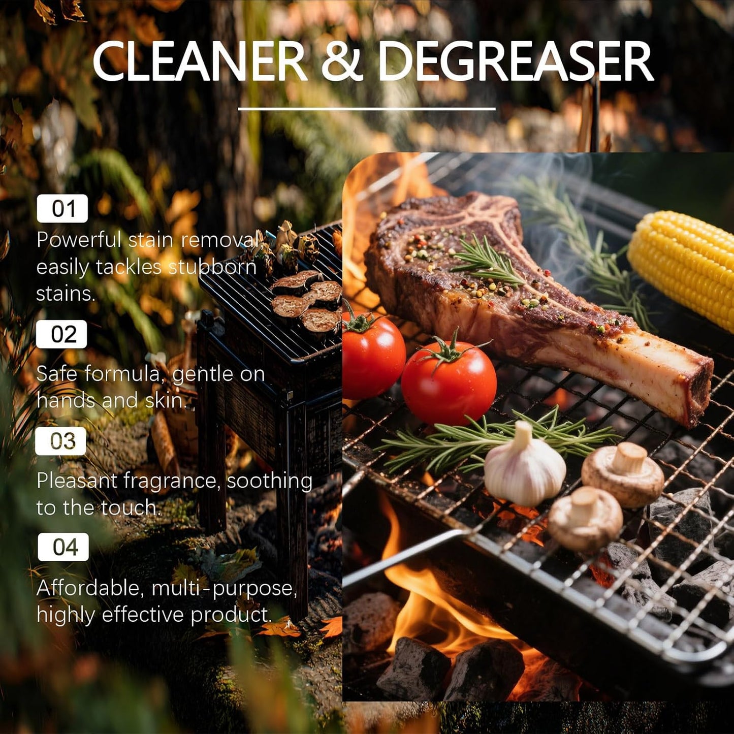 Fast-Acting Heavy-Duty Grill Degreaser Spray, Heavy Duty BBQ Grill Degreaser, Professional Grade Stain Remover Easily Lifts Baked-On Carbon and Grease (2PC)