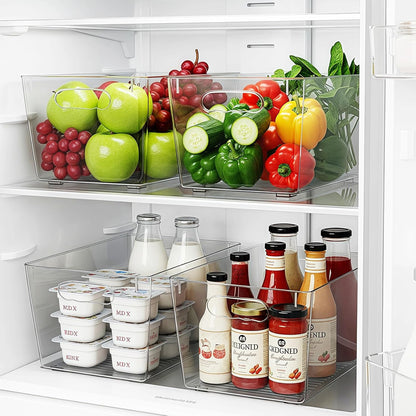 Clear Plastic Storage Bins, 4-Pack Stackable Pantry Organizers and Storage Containers for Kitchen, Fridge, Cabinet and Closet Organization - Home Essentials
