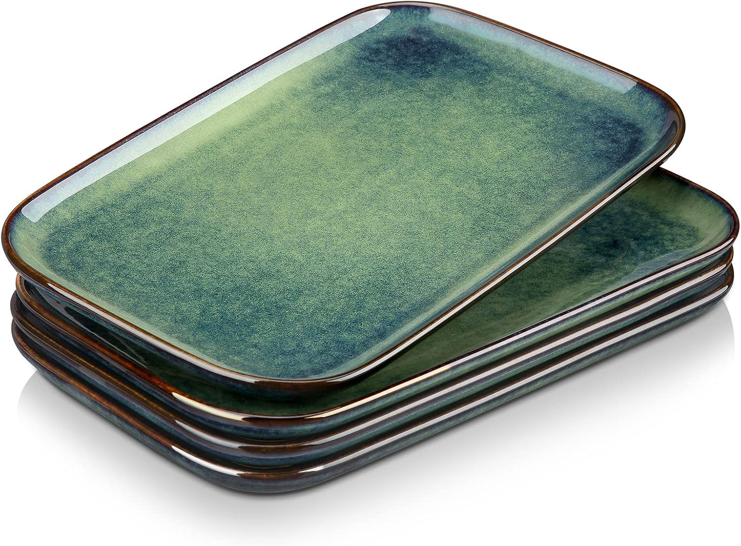 vancasso Stern Serving Platters Set of 3, 15/13/ 11 Inches Rectangular Serving Plates, Blue Serving Trays for Entertaining, Party