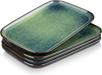 vancasso Stern Serving Platters Set of 3, 15/13/ 11 Inches Rectangular Serving Plates, Blue Serving Trays for Entertaining, Party