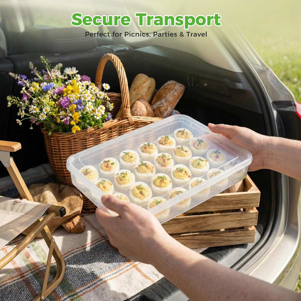 HANSGO Deviled Egg Containers with Lid, Plastic Egg Holder for 24 Eggs