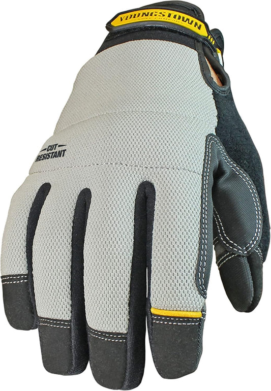Youngstown Glove Cut Resistant General Utility Synthetic Work Gloves For Men - Kevlar Lined - Gray, Medium