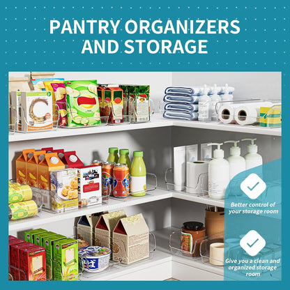 Ettori Set of 6 Clear Plastic Storage Bins - The Ultimate Pantry Organizers and Storage Solution for Kitchen, Cabinet, and Refrigerator Organization