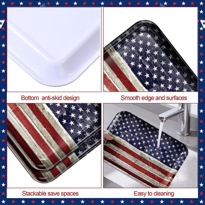 Vesici 3 Pcs Cherry Bow Serving Trays 13 x 10 Inch Pink Bow Cherry Melamine Platters Reusable Rectangular Serving Dishes for Coquette Wedding Baby Shower Birthday Party Sharing Snack Fruit Dessert