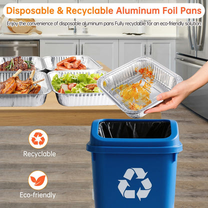 8x8 Aluminum Pans - 20 Pack Disposable Foil Pans, Heavy Duty Square Aluminum Baking & Roasting Trays for Meal Prep, Food Storage, Heating & Party Serving