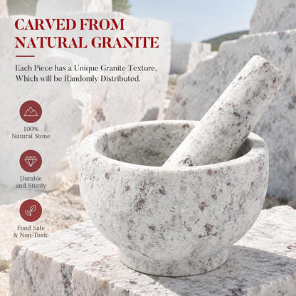 Koville Luxury Marble Mortar and Pestle Set, 7"-4cups Grinder Bowl for Guacamole, Salsa, Pill Crusher, Spice, Herb, Garlic, Nut, Heavy Duty Grinder for Kitchen