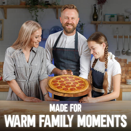 16-Inch Wooden Pizza Peel, X-Large Paddle, Cutting & Serving Board w Handle