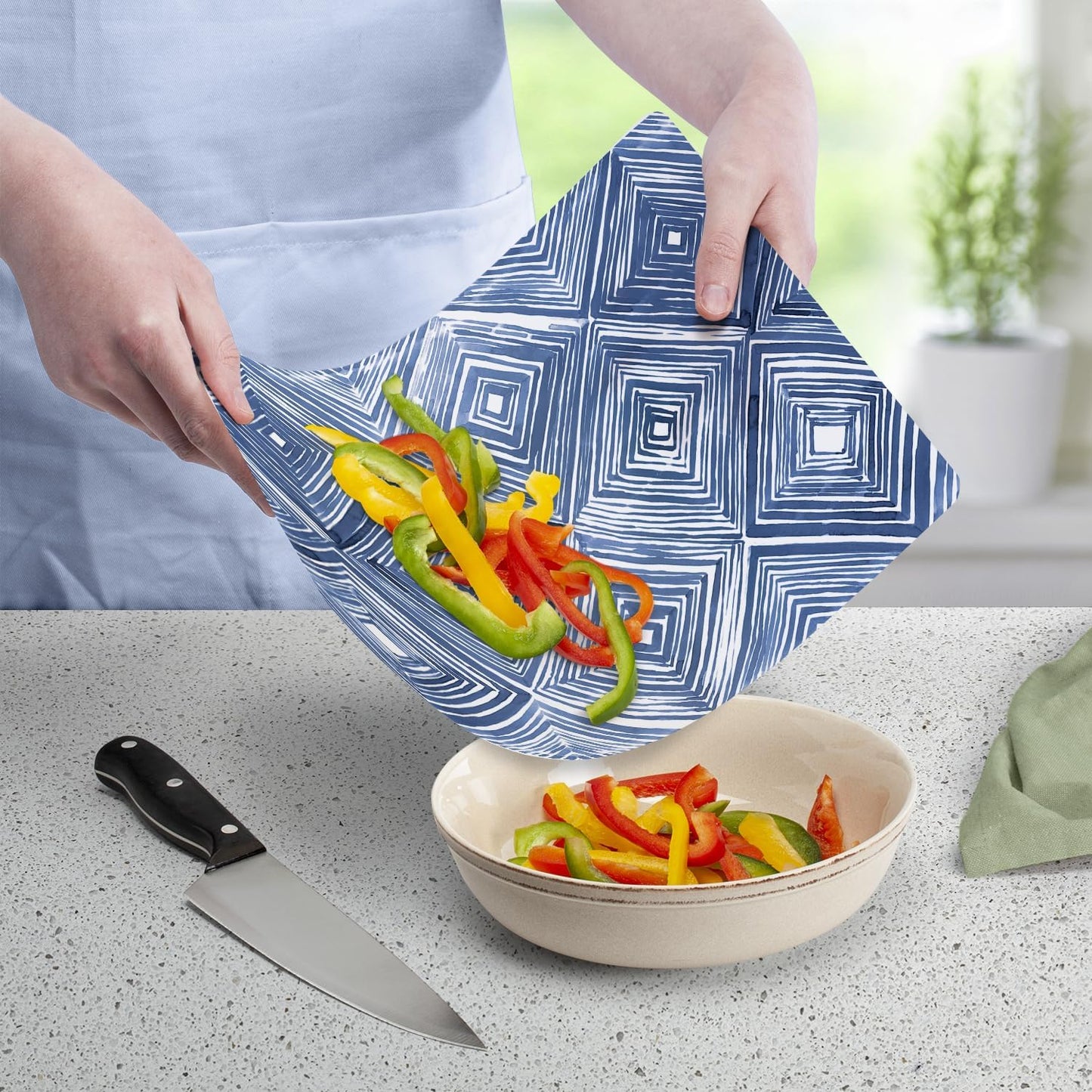 Cut N' Funnel Eat Fresh Designer Flexible Cutting Board Mat 15" x 11.5" Made in the USA Decorative Flexible Easy to Clean
