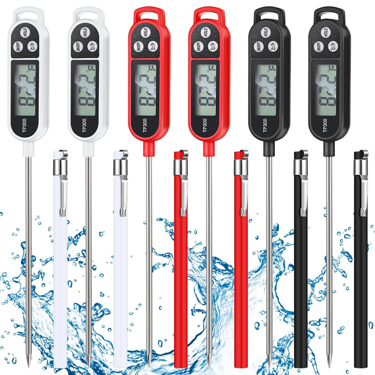Copkim Food Thermometer Instant Read Probe BBQ,Red