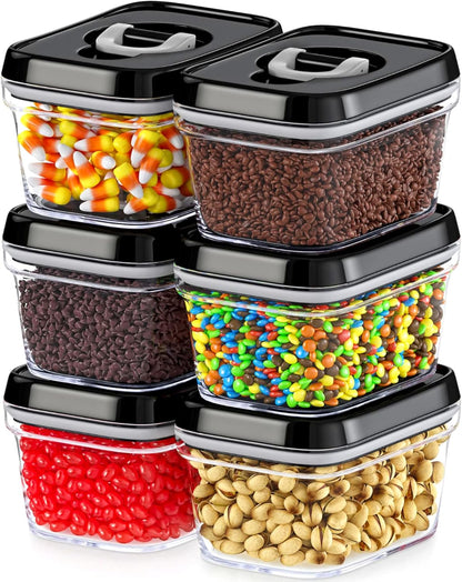 DWËLLZA KITCHEN Large Airtight Food Storage Containers - Clear Plastic Bulk Food Pantry & Kitchen Storage Containers for Flour, Sugar and Baking Supplies 4 Pcs. BPA-Free, Keeps Fresh & Dry (Black)