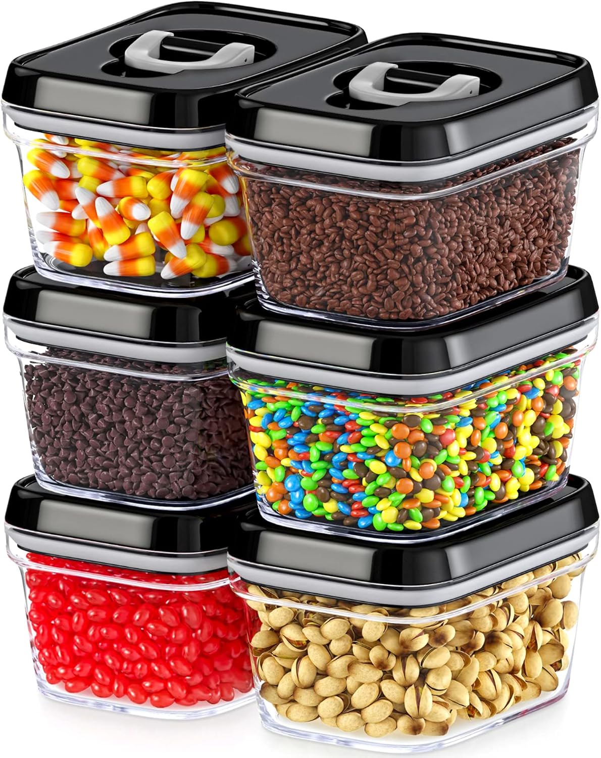 DWËLLZA KITCHEN Large Airtight Food Storage Containers - Clear Plastic Bulk Food Pantry & Kitchen Storage Containers for Flour, Sugar and Baking Supplies 4 Pcs. BPA-Free, Keeps Fresh & Dry (Black)