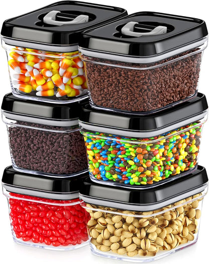 DWËLLZA KITCHEN Large Airtight Food Storage Containers - Clear Plastic Bulk Food Pantry & Kitchen Storage Containers for Flour, Sugar and Baking Supplies 4 Pcs. BPA-Free, Keeps Fresh & Dry (Black)