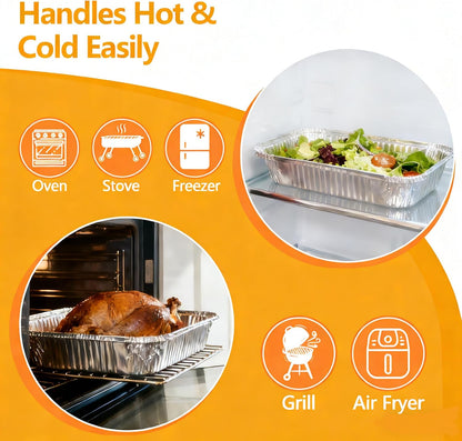 Thickened 9x13 Aluminum Pans with Lids, 20 Pack Heavy Duty & Extra Deep Disposable Aluminum Foil Pans, Disposable Half Size Foil Baking Tray for Cooking, Meal Prep, Baking, Roasting