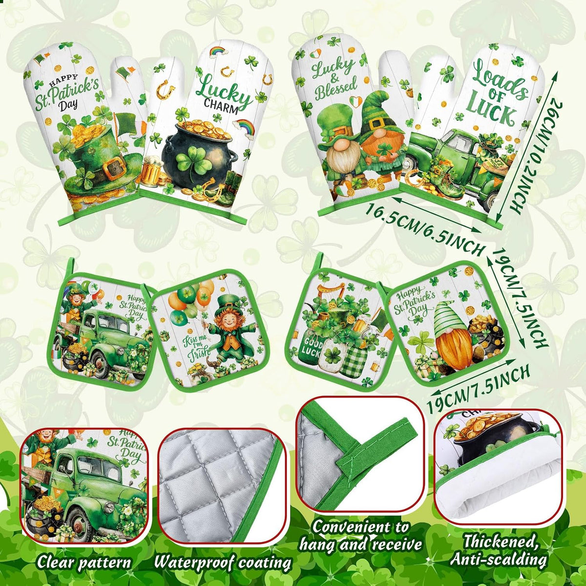 SiliFine 12 Pcs Fall Pumpkin Kitchen Towels Oven Mitts Pot Holders Set