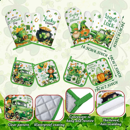 SiliFine 12 Pcs Fall Pumpkin Kitchen Towels Oven Mitts Pot Holders Set