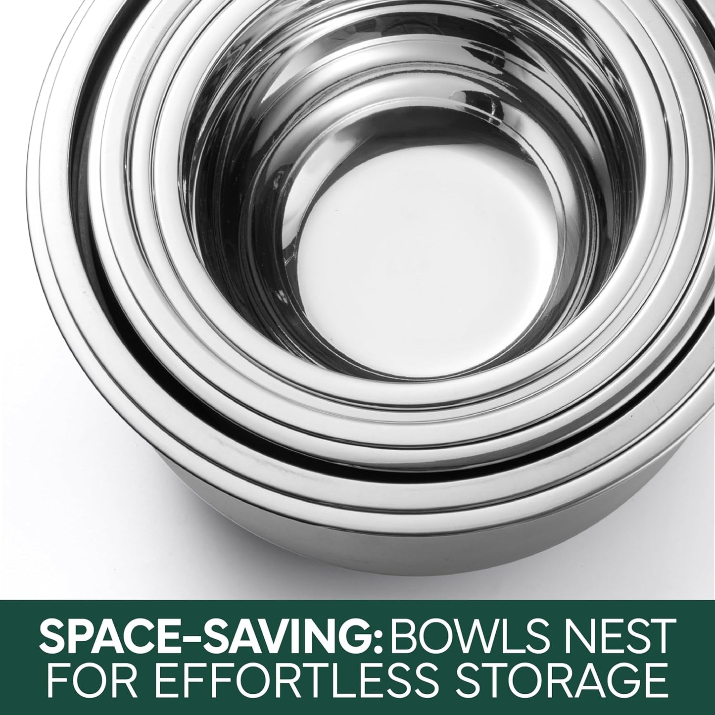 COOK WITH COLOR Stainless Steel Mixing Bowls Set with Lids - Nesting Bowls with Non-Slip Bottom, Sage, 12 Pieces