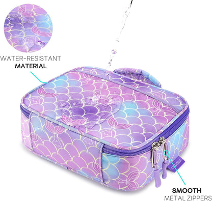 mibasies Kids Lunch Box for Girls Toddler, Insulated and Reusable Lunch Bag for School, Pink Rainbow
