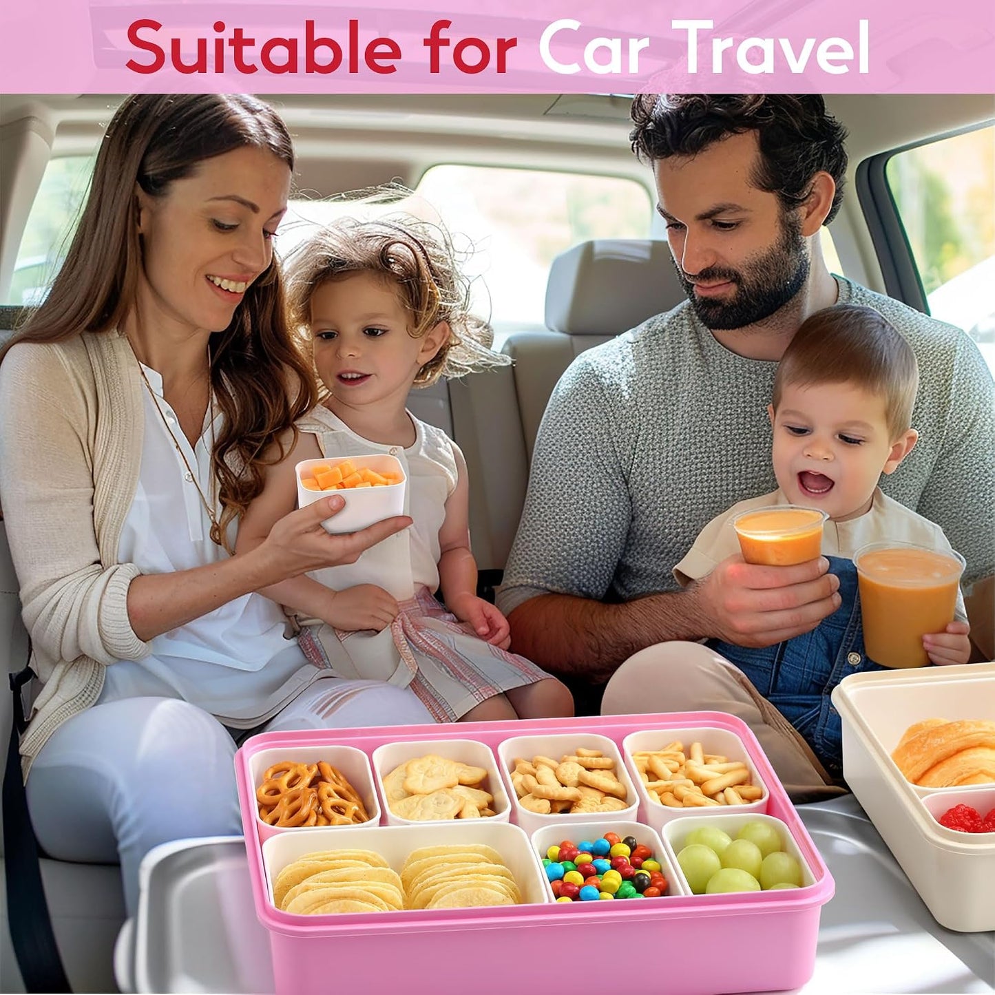 Snackle Box Container for Adults, 11 in 1 Divided Serving Tray Snack Box Containers with Stackable Compartment and Handle, Customizable Charcuterie Boxes Portable Snack Platter for Party Travel, Brown