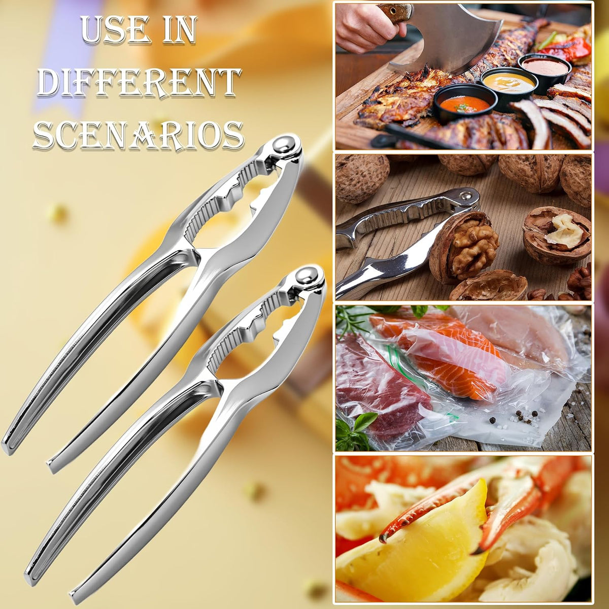 16 Pcs Crab Crackers Seafood Lobster Shellfish Tools Nut Walnut Crackers for Crab Legs Kitchen Party Dinner Restaurant Canteen
