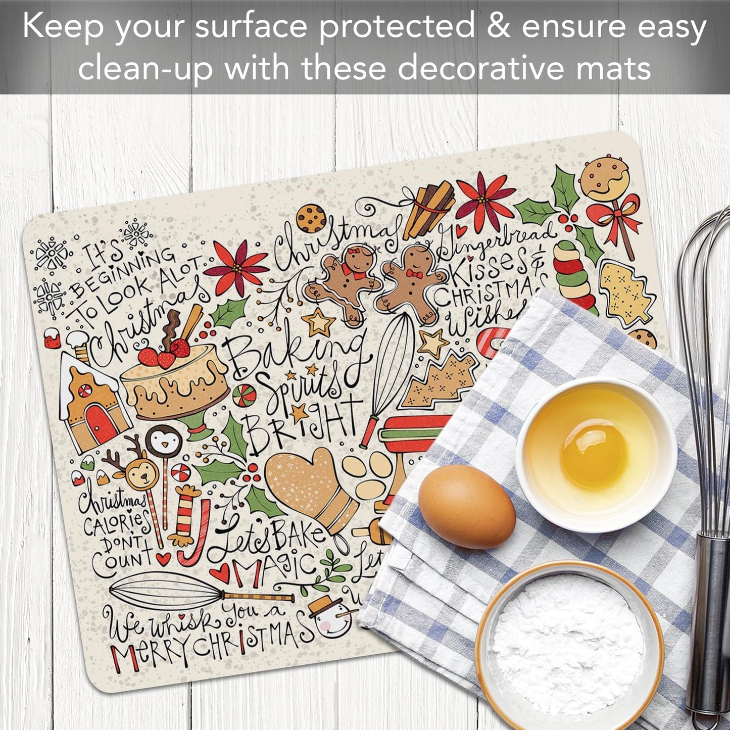 Cut N' Funnel Eat Fresh Designer Flexible Cutting Board Mat 15" x 11.5" Made in the USA Decorative Flexible Easy to Clean