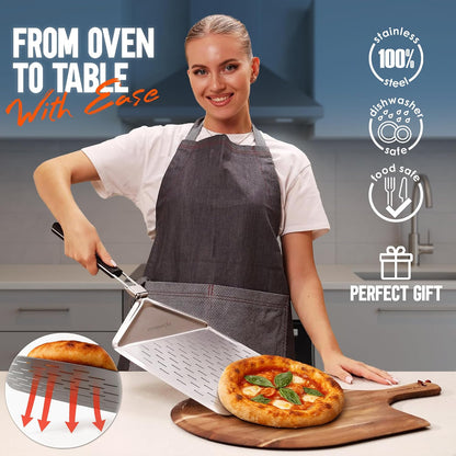 12-Inch Stainless Steel Pizza Peel with Folding Handle, Silver Non-Perf