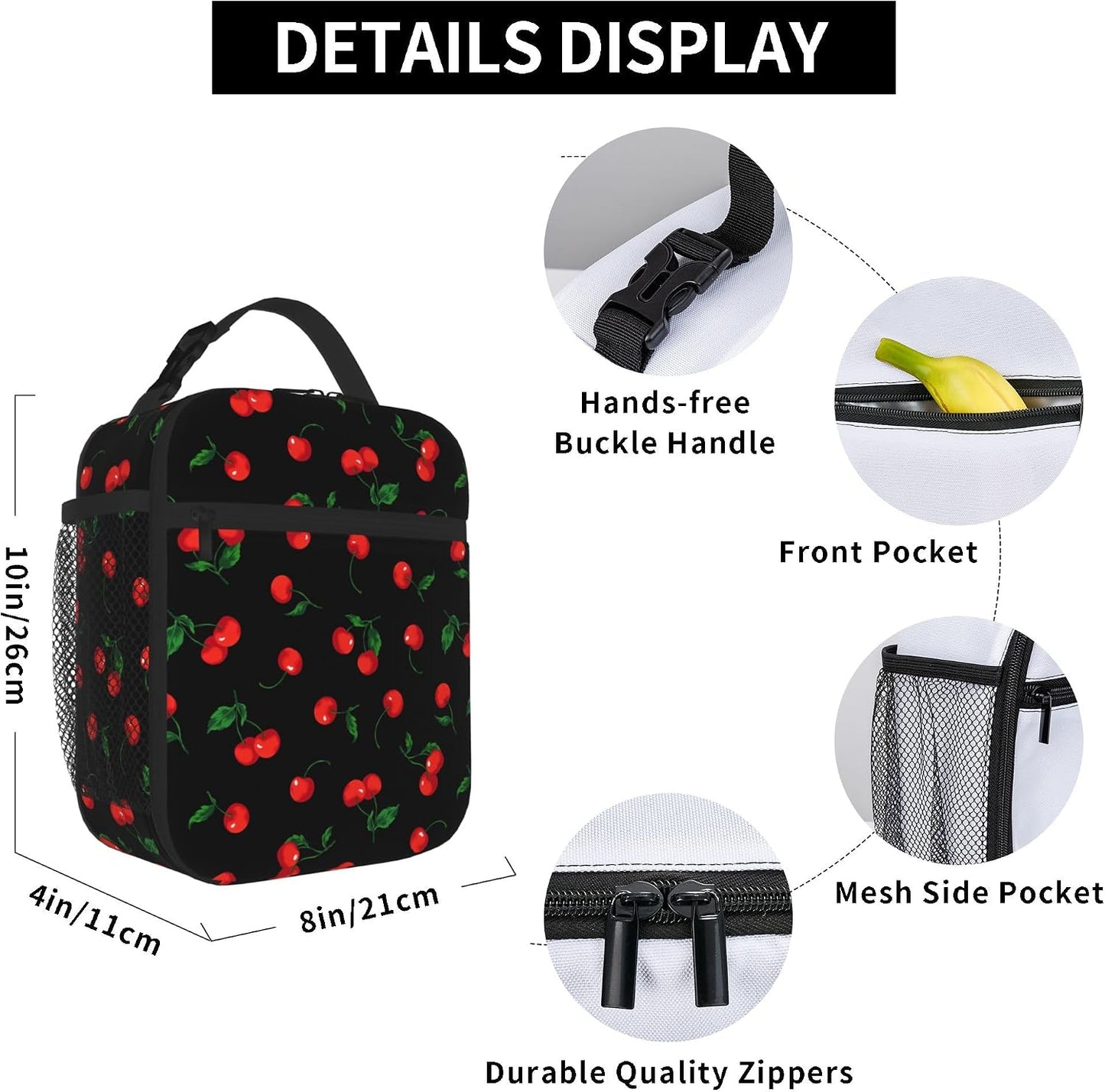 Dinosaur Volcano Insulated Lunch Bag for Women & Men, Reusable Leak-Proof Lunch Box with Cooler Compartment, Lunch Tote for Adults Work Travel Picnic Durable & Washable