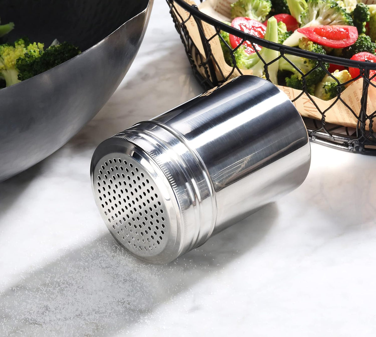 New Star Foodservice Stainless Steel Dredge Shaker, 10-Ounce, Set of 2