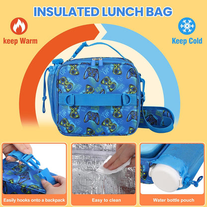 JOOPETALK Bento Lunch Box Set for Kids with 9oz Soup Thermo, Insulated Lunch Bag,Leak-proof BPA-free Lunch Food Container with 3-4 Conpartments for School Travel-Blue