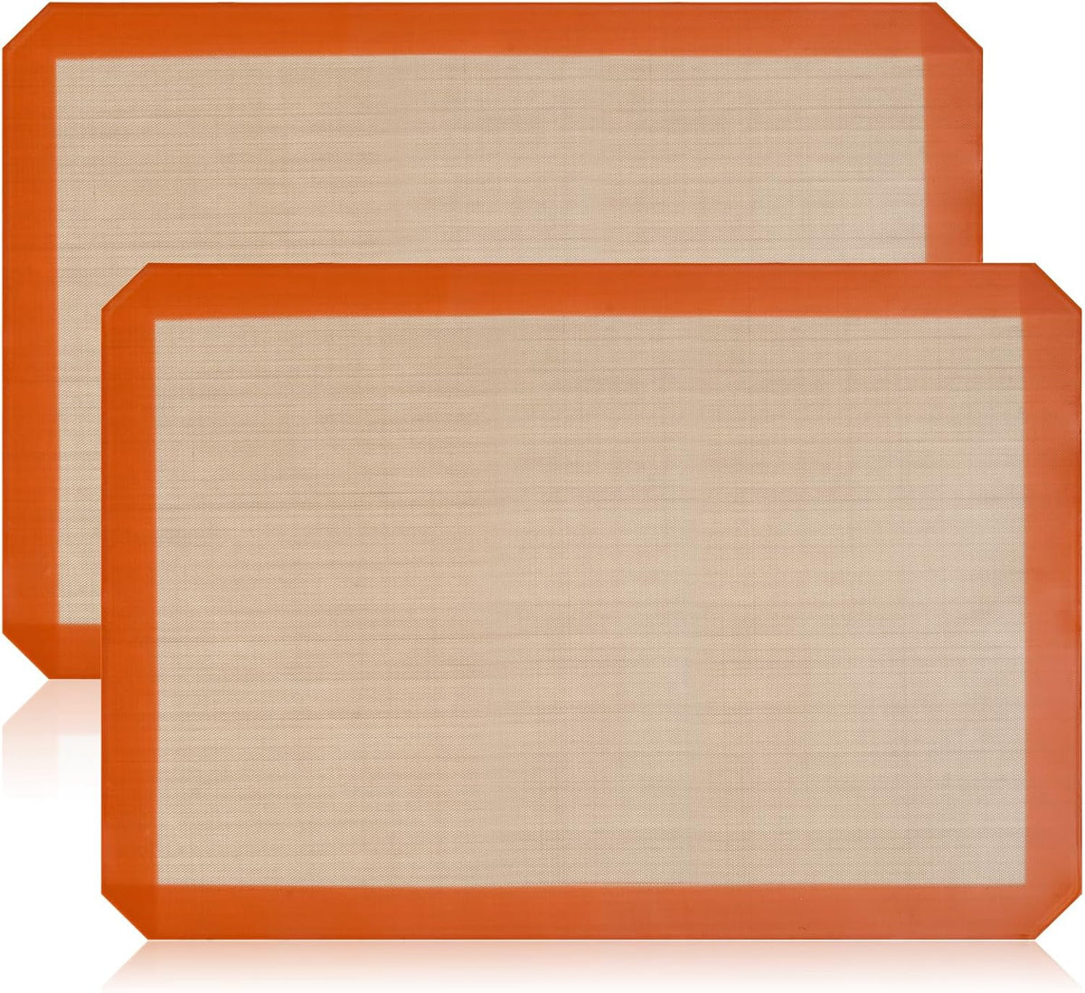 Luckyiren 2 Pack Silicone Baking Mat Set, Nonstick Half Sheet, Orange/Beige