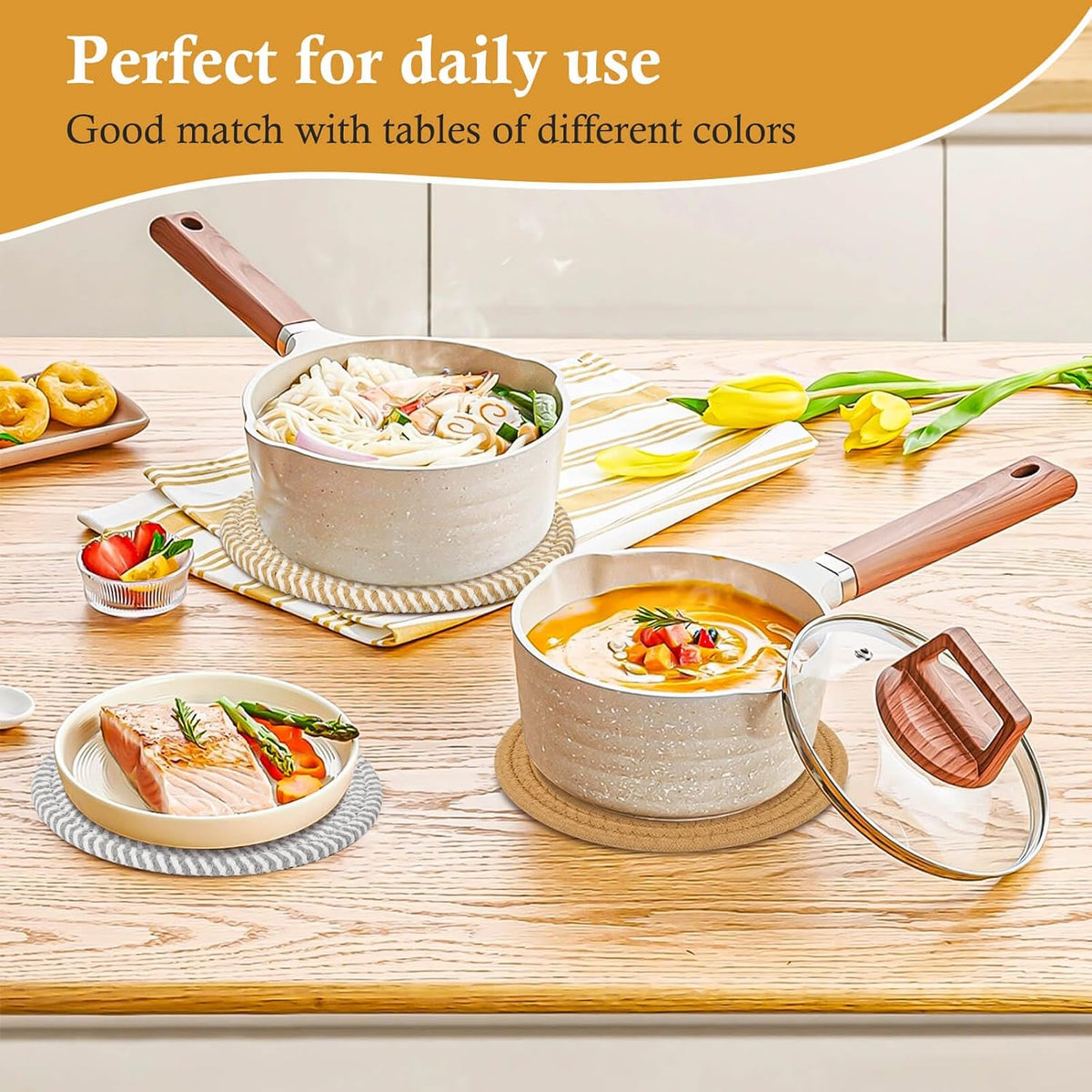 Billbotk 8'' Trivets Hot Dishes, Hot pots and Pans, 6 Heat Resistant Hot Pads, Pot Holders Kitchen, Hot Plate Mats Kitchen Countertops, Table, Home Essentials New Home and Farmhouse Decor