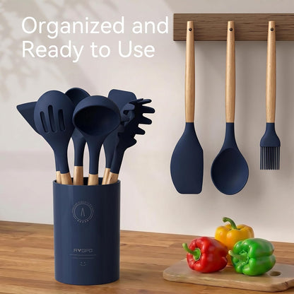 Silicone Kitchen Utensils Set, Heat-Resistant Cooking Utensils, BPA-Free