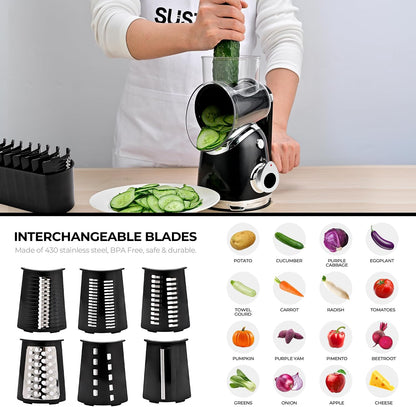 SUSTEAS Rotary Cheese Grater Hand Crank, Kitchen Shredder Vegetable Slicer
