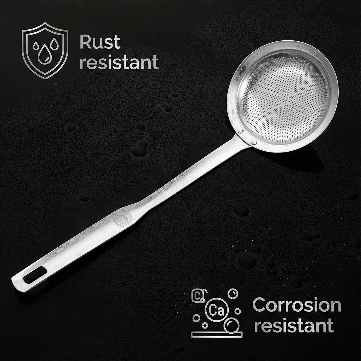 Qianyu Hot Pot Fat Skimmer Spoon Extra Fine Strainer With Handle Fine Mesh Stainless Steel Colander Broth Foam Filter Ladle Food Strainer Kitchen Gadget for Skimming Grease Baking Oil Flour Sifter
