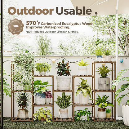 Bamworld Plant Stand Indoor Plant Shelf Outdoor Wood Plant Rack