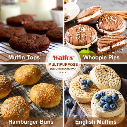 Walfos Silicone Cupcake Pan Set, 2-Piece Mini 24 Cups Muffin Baking Pan, BPA Free and Dishwasher Safe, Non-stick , Great for Making Muffin Cakes, Fat Bombs