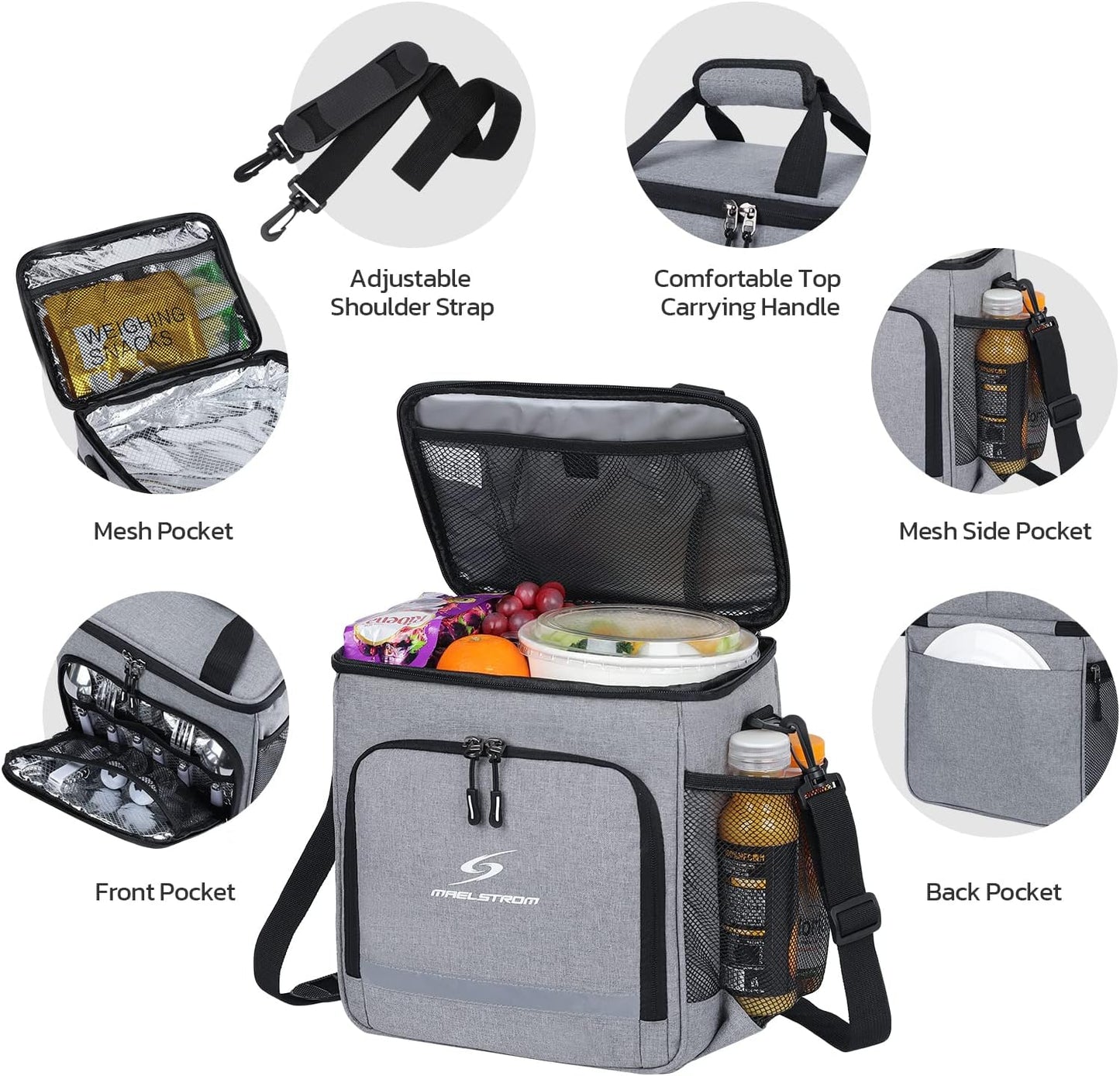 Maelstrom Lunch Box for Men,Insulated Lunch Bag Women/Men,Leakproof Lunch Cooler Bag, Lunch Tote Bag