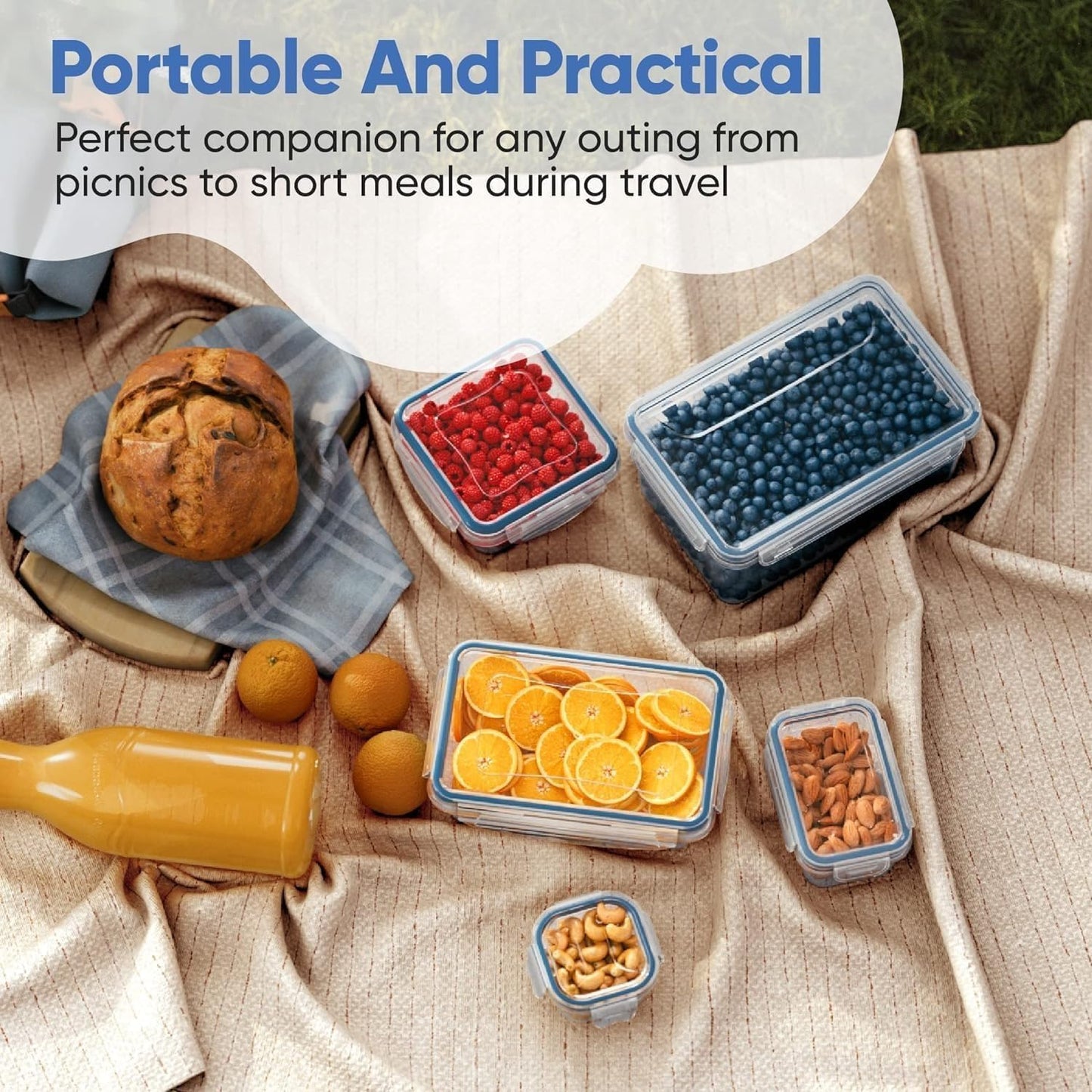 Chef's Path 28 Piece Airtight Food Storage Containers with Easy Snap Lids, 14 Containers and Lids, Stackable Kitchen and Pantry Canisters for Coffee, Meal Prep and Food Storage -Transparent