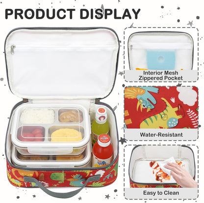 FlowFly Kids Lunch box Insulated Soft Bag Mini Cooler Back to School Thermal Meal Tote Kit for Girls, Boys, Astronaut - Colors A
